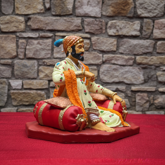Premium Chhatrapati Shivaji Maharaj Royal Seated Figurine – Hand-Painted