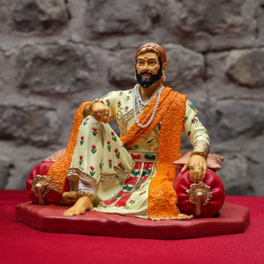 Premium Chhatrapati Shivaji Maharaj Royal Seated Figurine – Hand-Painted